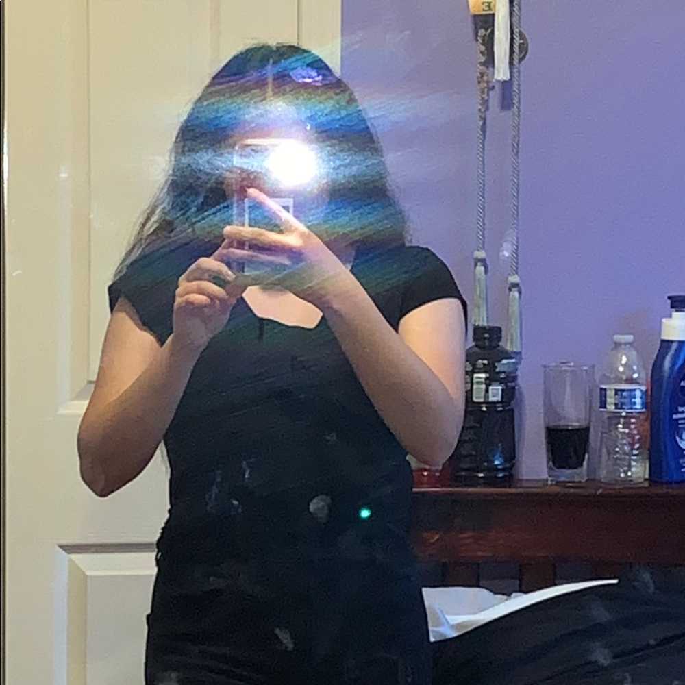 black short sleeve v neck